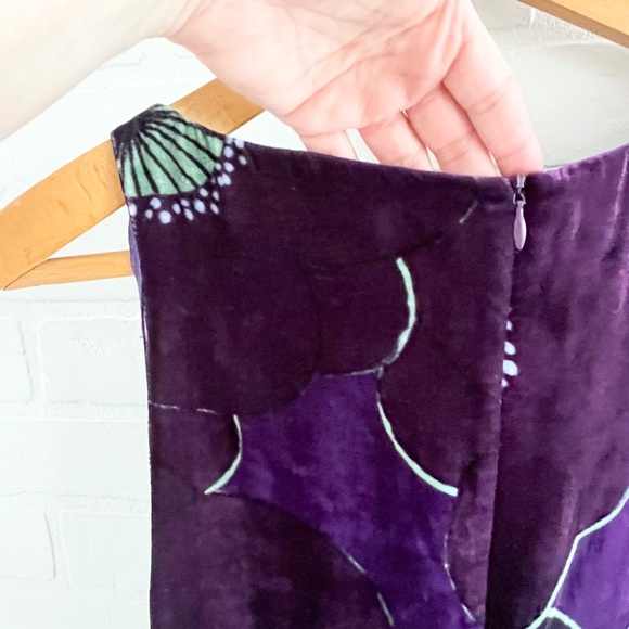 Aspesi Mini Dress Bubble hem Italy Designer Velvet Silk blend Purple Mint Sz 4 - Picture 11 of 13